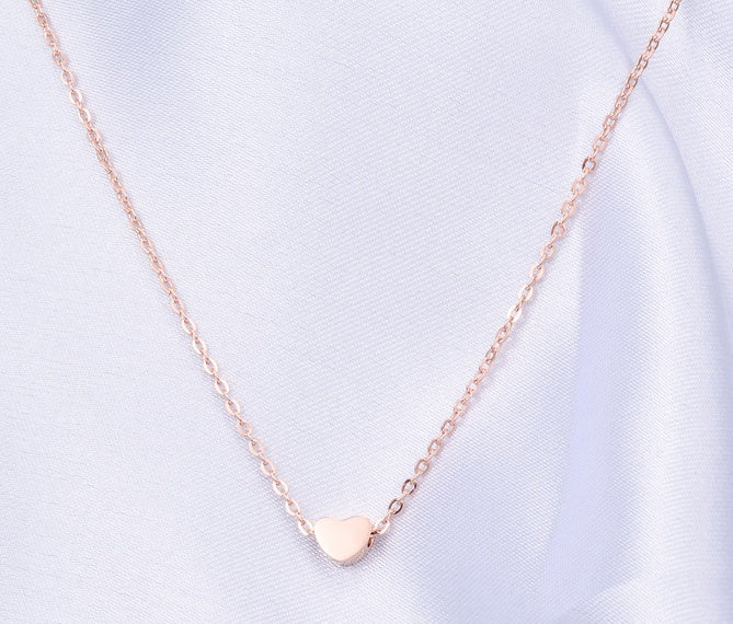 Electroplating 18K rose gold Valentine girlfriend love heart-shaped Rose Gold Pendant Necklace titanium collar