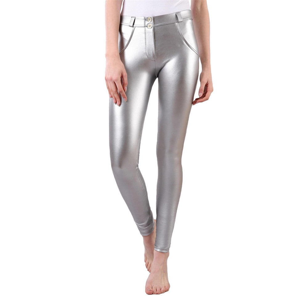 Silver Faux Leather Pants