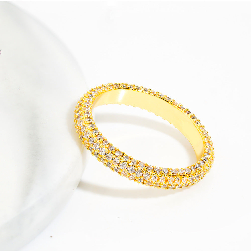 Ins Style Silver Jewelry Full Diamond Single Row Ring