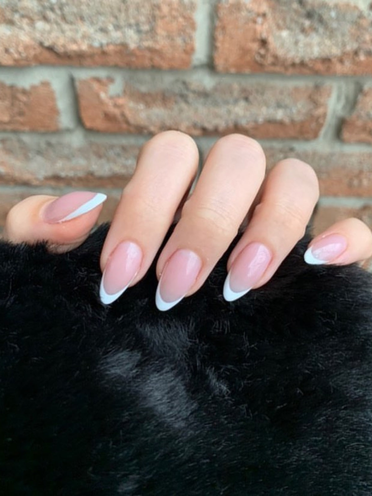 Almond Shape French Manicure Nail Set