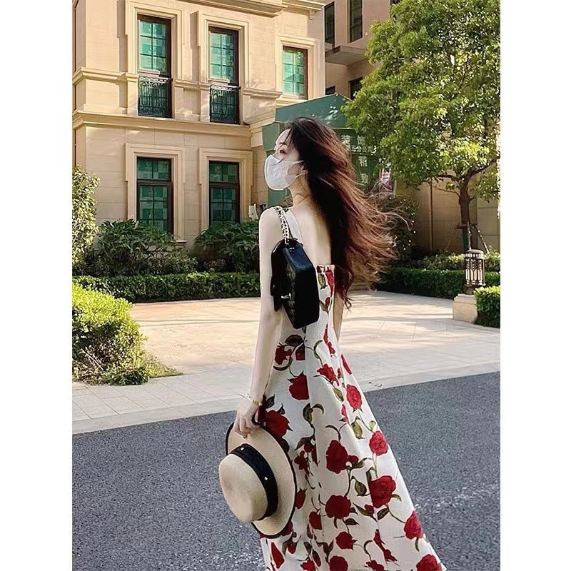 Ladies Suspender Dress Tea Break Rose