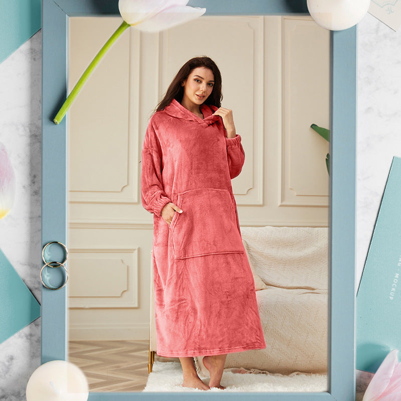 Hooded Pullover Robe with Front Pouch