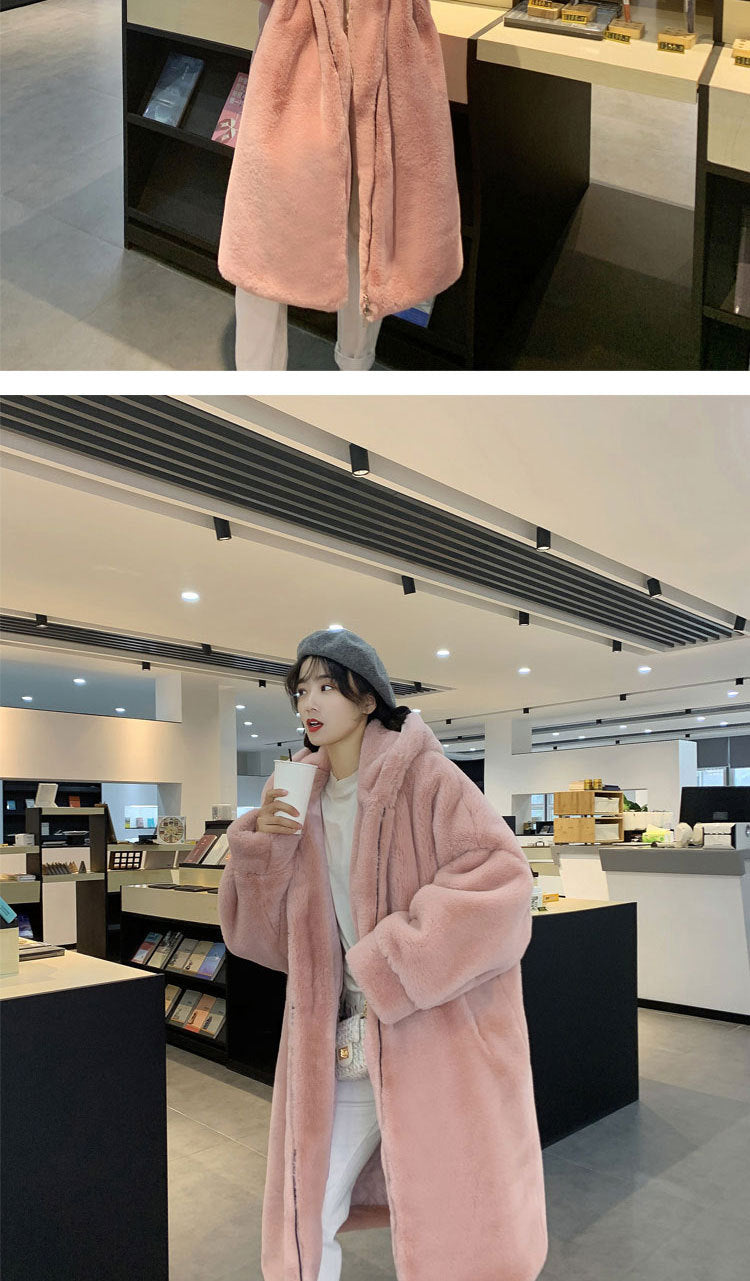 Women's Winter Loose Large Size Imitation Mink Plush Fur Coat