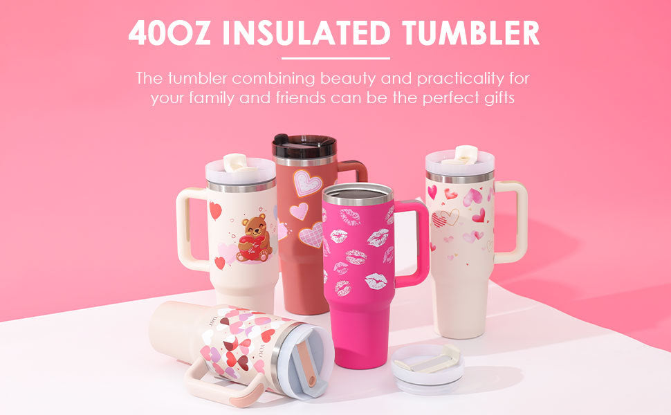 40 Oz Insulated Tumbler with Spill-Proof Lid and Drink Straw