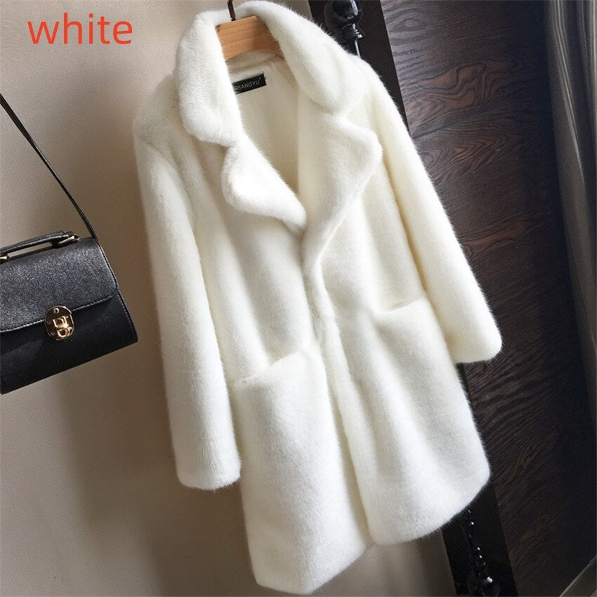 Faux fur mink Women's mid-length coat