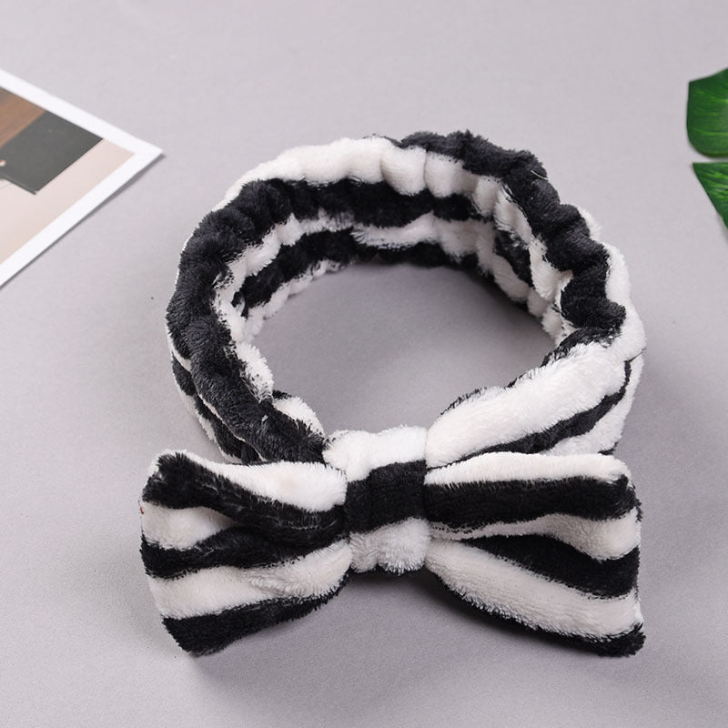 Striped headband with flannel bow