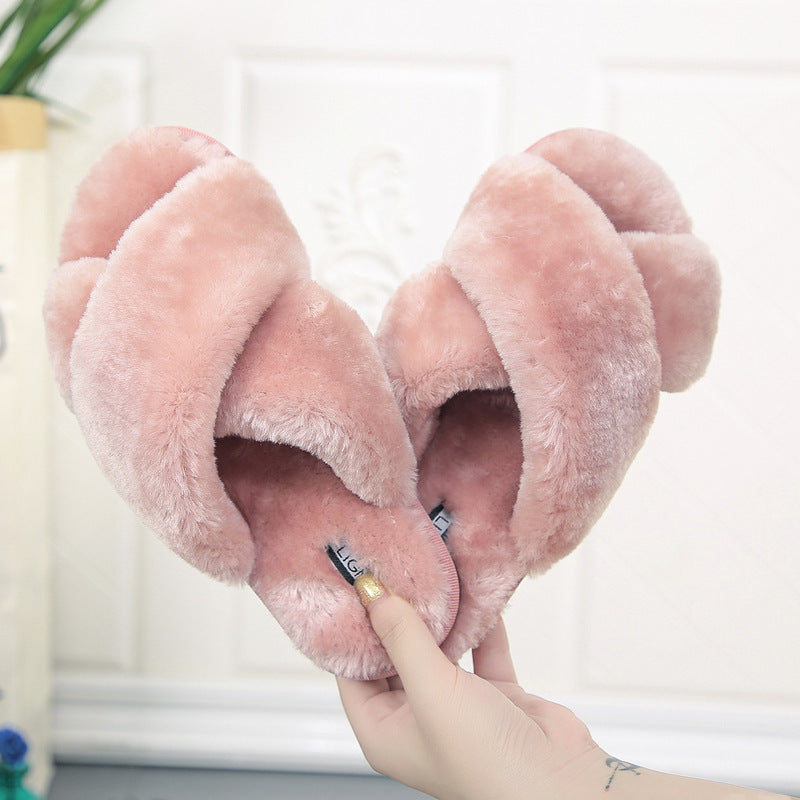 Open-toe Fur Slipper