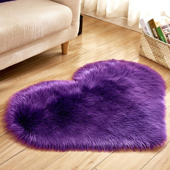 Plush Heart Shaped Carpet Non-Slip Mat Fluffy Rug
