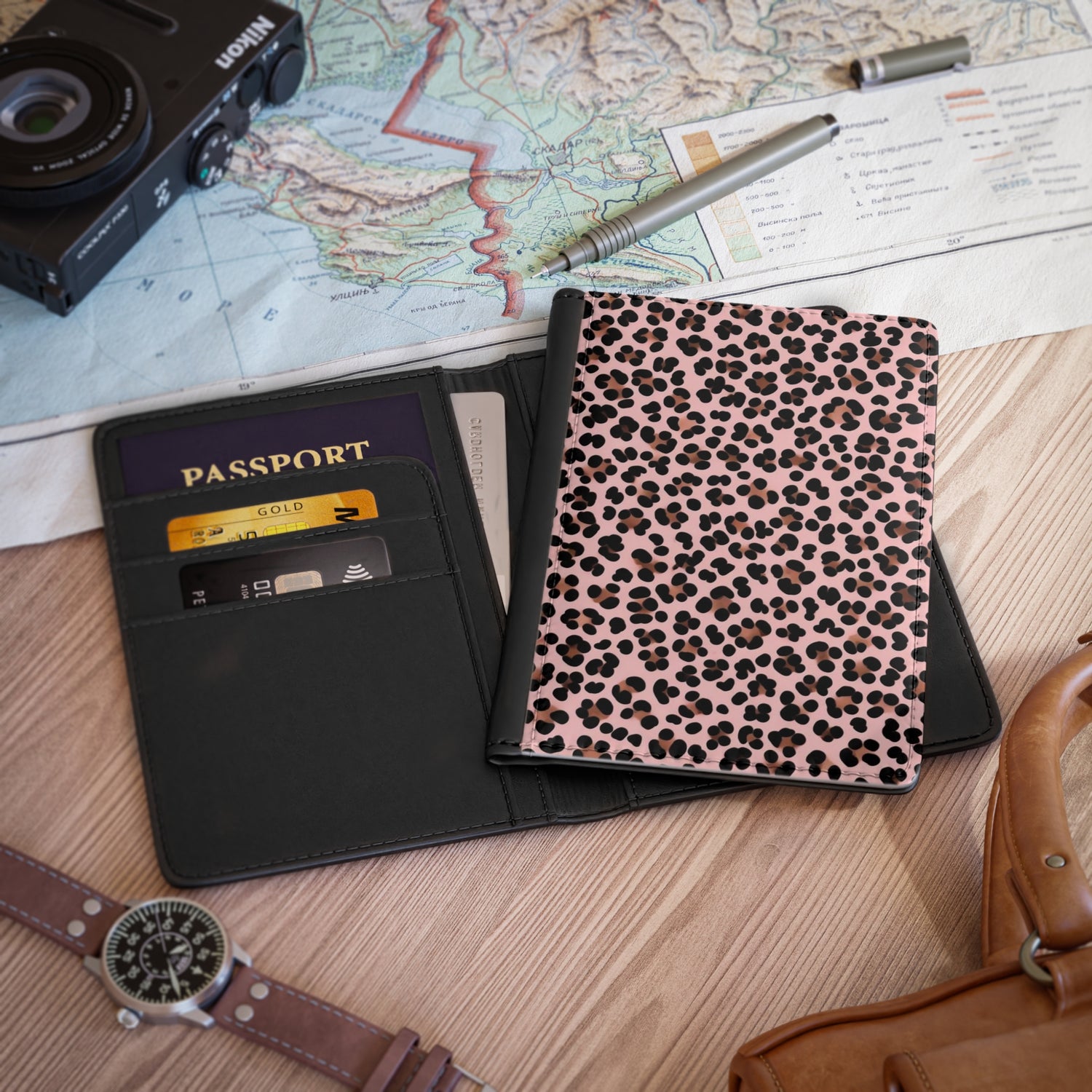 Pink Leopard Passport Cover
