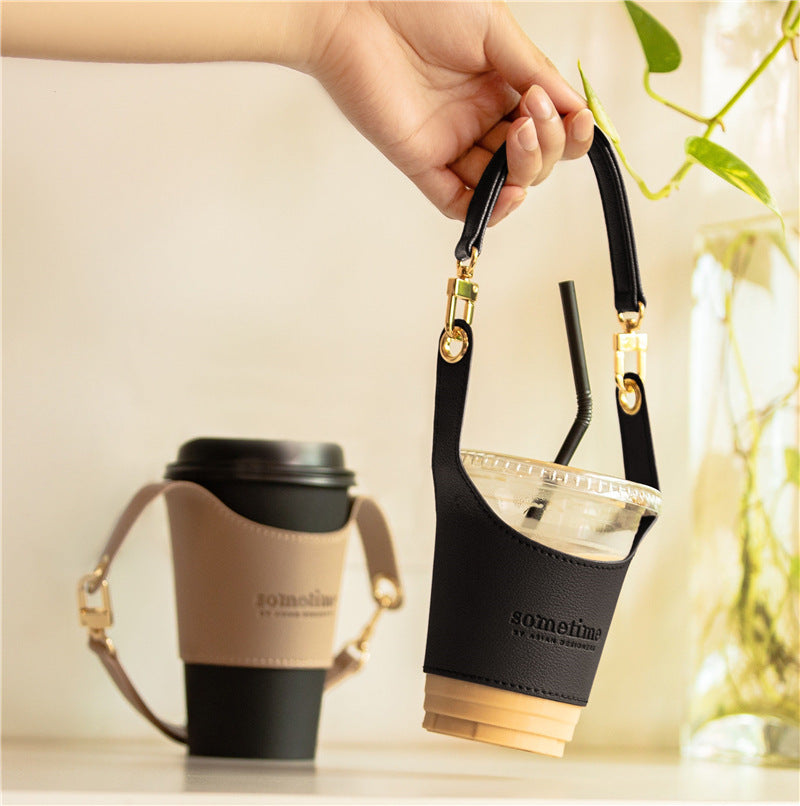 Leather Portable Cup Cover Portable Milky Tea Cup Heat Insulation Insulation Hot Bag