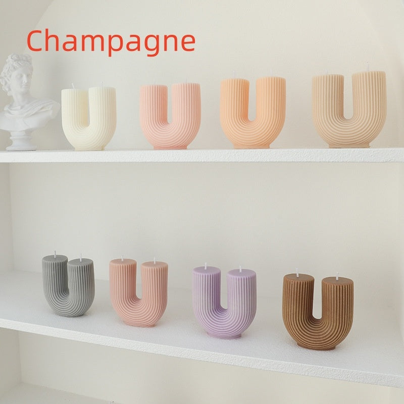 Ins Posing Props Modern Style Striped Geometric U-shaped Aromatherapy Candle