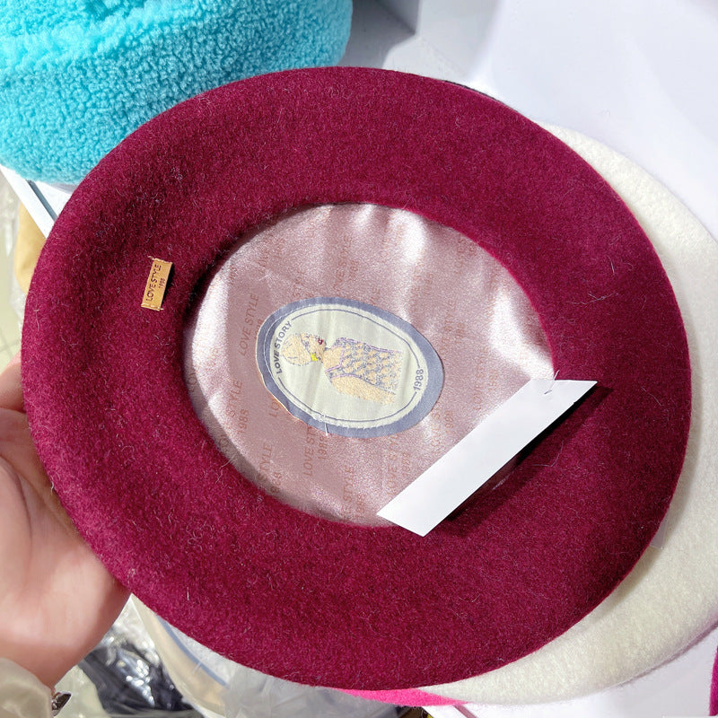 Autumn And Winter Models Of Pure Color Satin Inner Ribe Hat Women