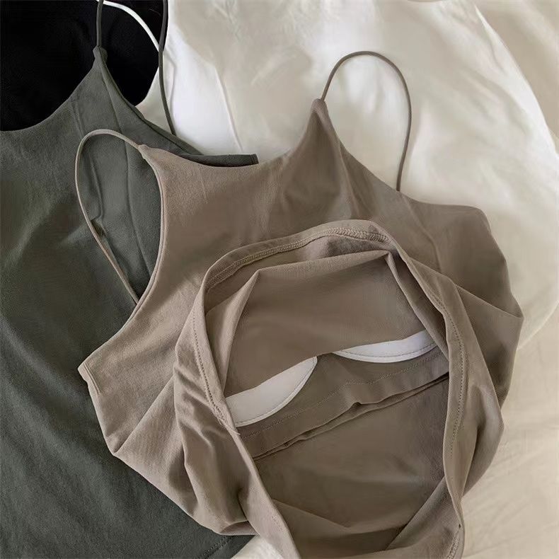 Women's French Chic Fitted Camisole with Chest Pad Liners