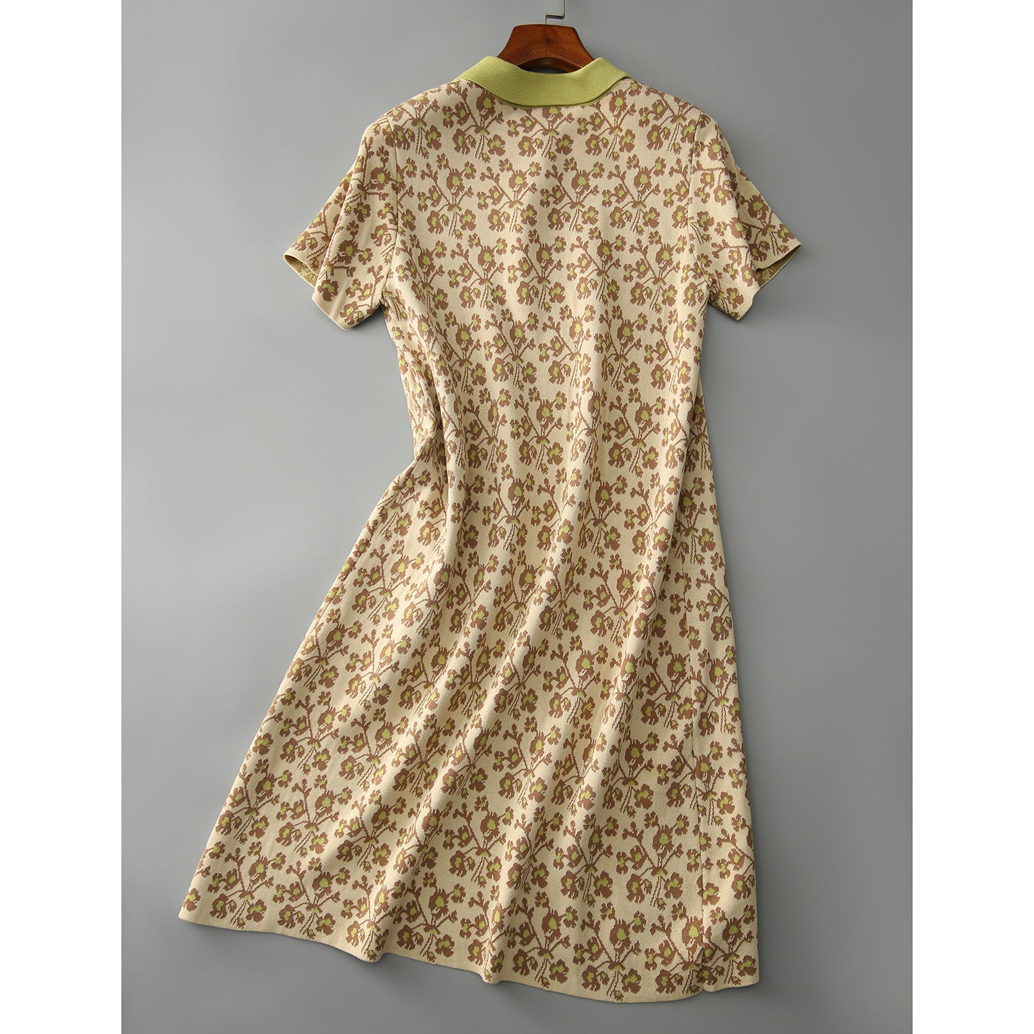 Women's Pastoral Floral Polo Neck Knit Dress