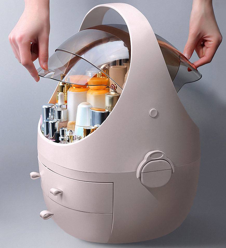 Cosmetic Storage Waterproof Dust Proof Storage Fully Open Lid