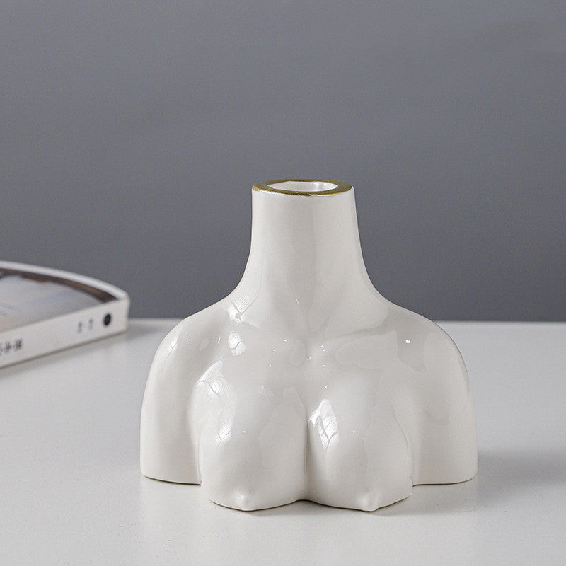 Creative Body Art White Candle Cup Hotel Desktop Simple Ceramic Ornaments