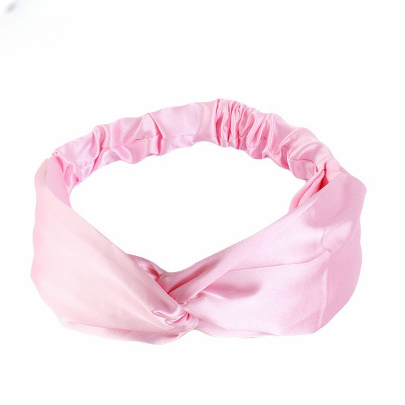Artificial Silk Cross Headband Hair Band Hair Care Cover Elastic Satin Headband