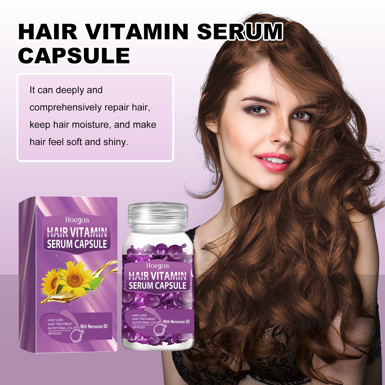 Purple Hair Care Capsule Improves Dry Knotting