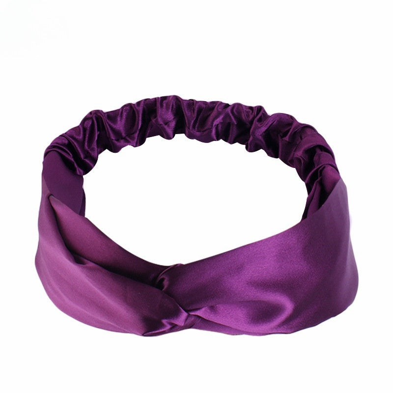 Artificial Silk Cross Headband Hair Band Hair Care Cover Elastic Satin Headband