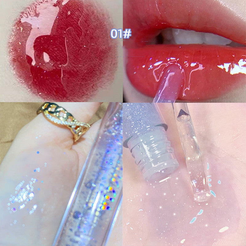 FAICCIA Crystal Clear Transparent Water Light Glass Lip Gloss Moisturizing Mirror Stacked Coating With Colorless Transparent Full Lips