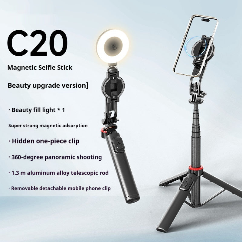 Mobile Phone Magnetic Selfie Stick C20 Aluminum Alloy Tripod Live Shooting Travel Portable