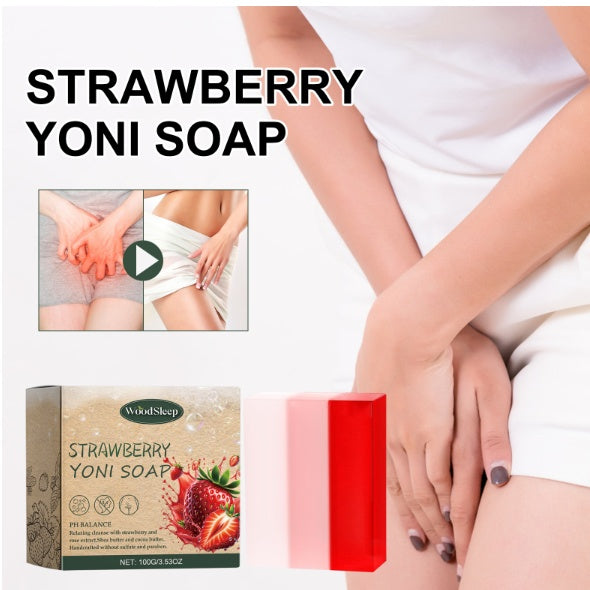 WoodSleep Strawberry Scented Soap Gentle Cleansing, Deodorizing Body Care Soap For Women's Intimate Parts