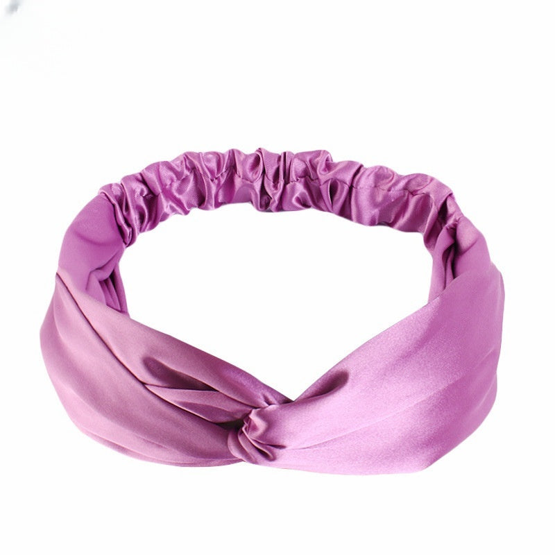 Artificial Silk Cross Headband Hair Band Hair Care Cover Elastic Satin Headband