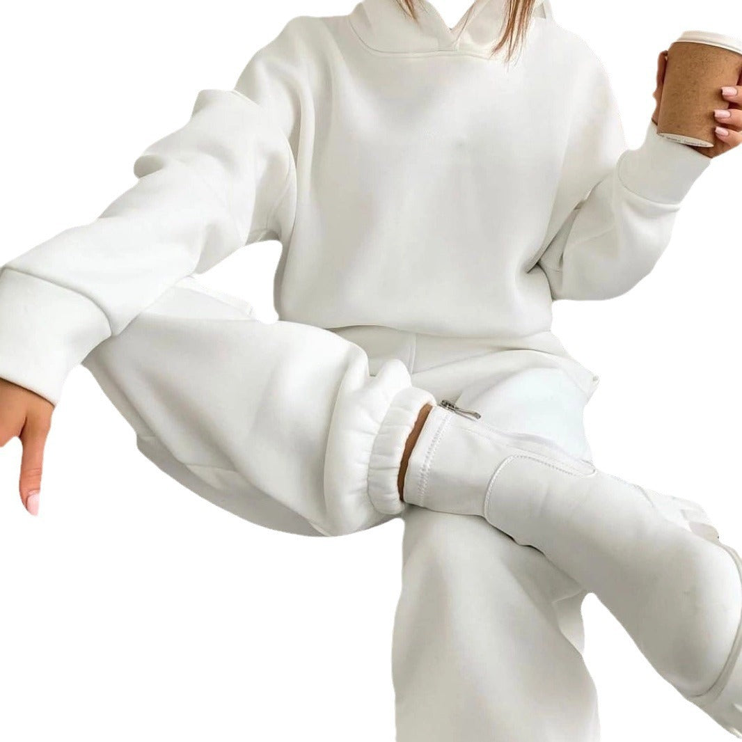 Hooded Sexy Sweater Solid Color Navel Suit Women's Clothing