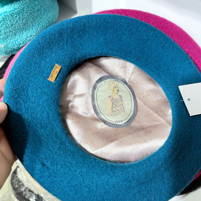 Autumn And Winter Models Of Pure Color Satin Inner Ribe Hat Women