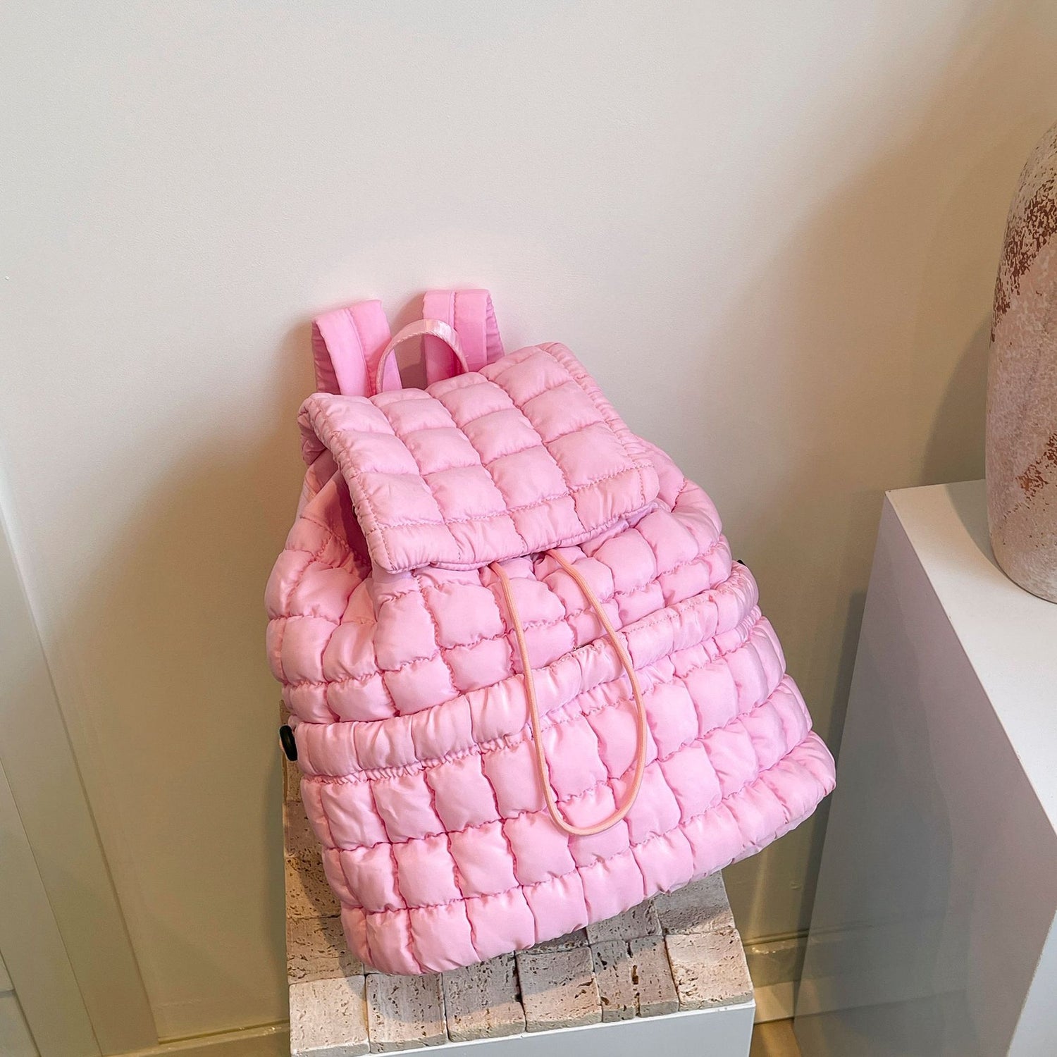 Quilted Puffy Backpack Travel Pack for Women