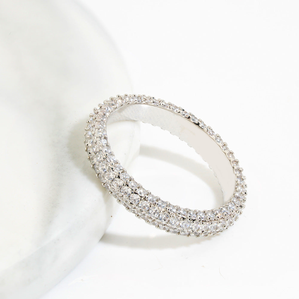 Ins Style Silver Jewelry Full Diamond Single Row Ring