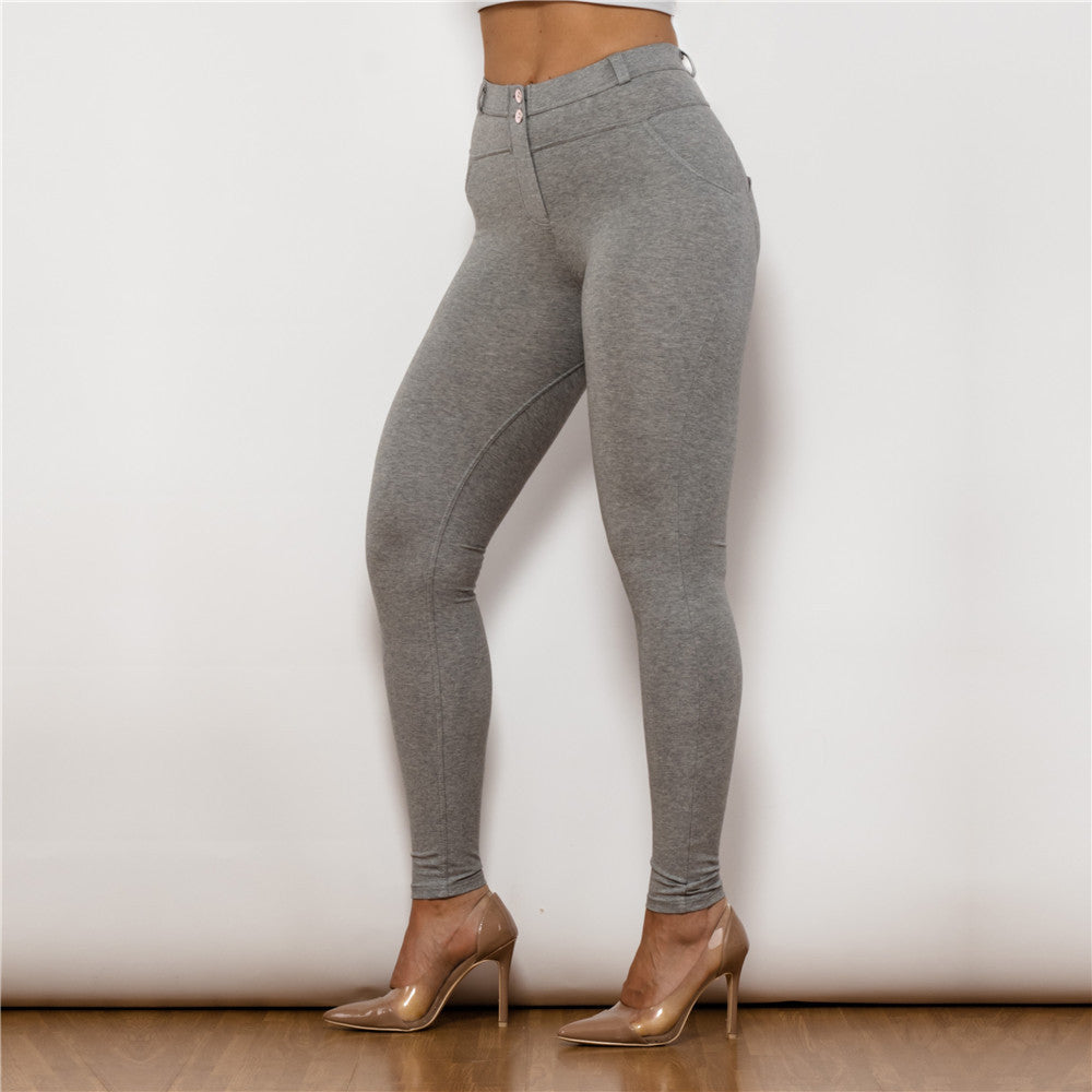 Shascullfites Melody Cotton Bum Lifting Leggings Booty Shaping Gray Push Up Pants Women