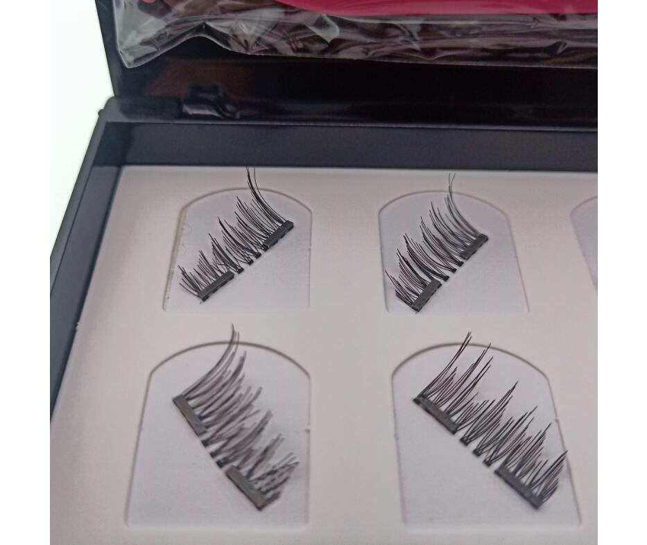 Three-dimensional double magnet false eyelashes four pairs of magnet eyelashes no glue and no trace pure manual magnetic eyelashes manufacturers wholesale