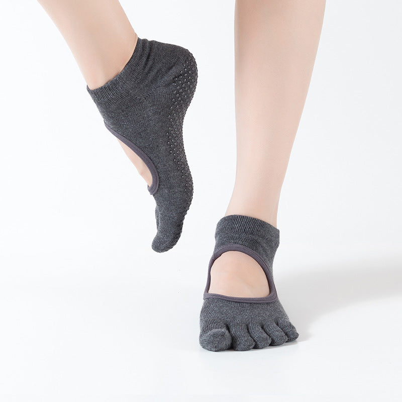 Dispensing Five Fingers Female Non-slip Pilates Exercise Yoga Split Toe Fitness Socks