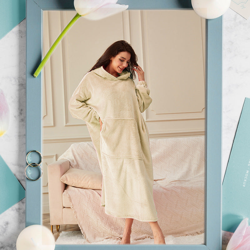 Hooded Pullover Robe with Front Pouch