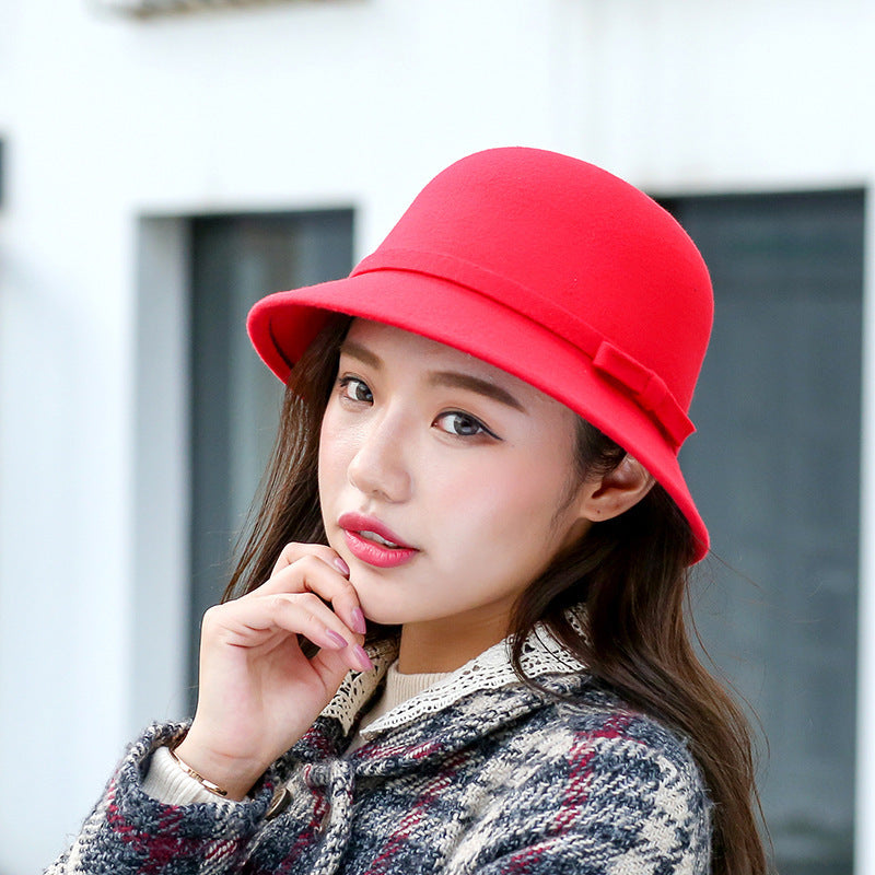 Ladies Autumn Winter Bowknot Woolen Topper