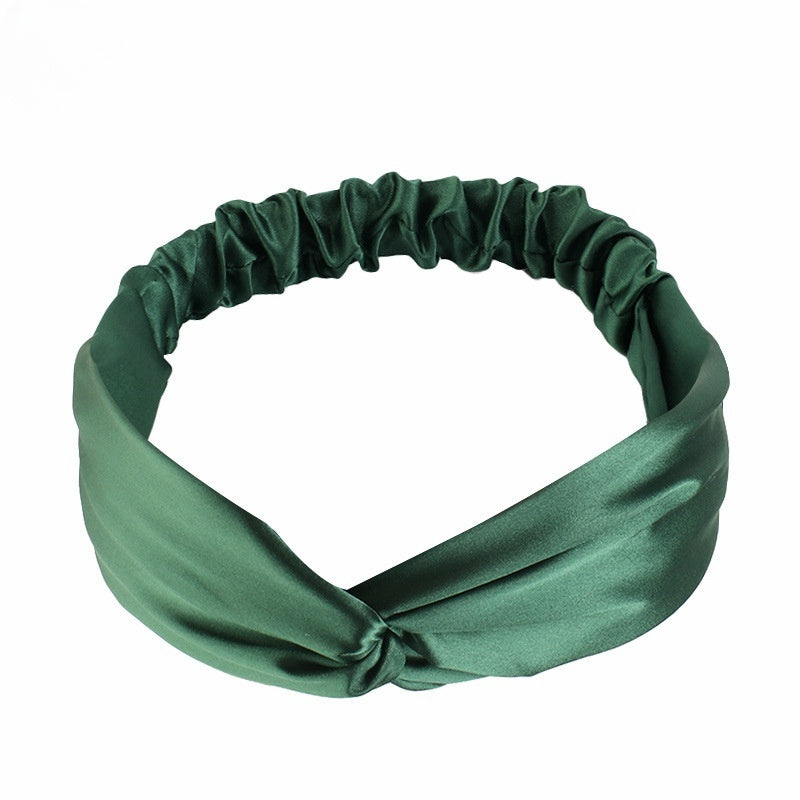 Artificial Silk Cross Headband Hair Band Hair Care Cover Elastic Satin Headband