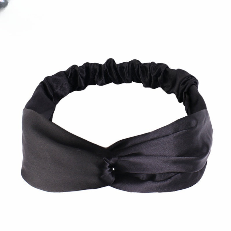 Artificial Silk Cross Headband Hair Band Hair Care Cover Elastic Satin Headband