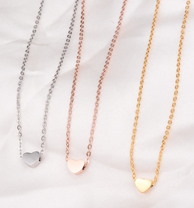 Electroplating 18K rose gold Valentine girlfriend love heart-shaped Rose Gold Pendant Necklace titanium collar