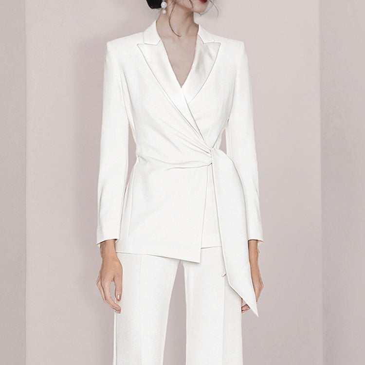 Women's Temperament Fashion Suit Wide-legged Pants Set