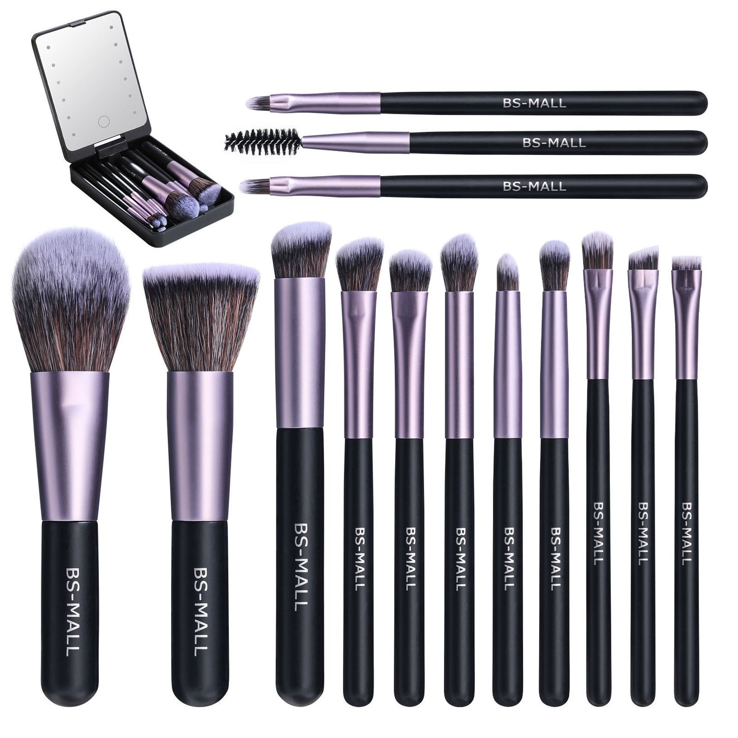 Makeup Brushes Suit Rechargeable Luminous Mirror