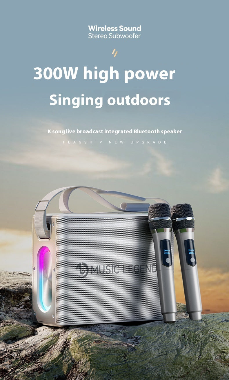 High-power Outdoor Karaoke Bluetooth Audio Mobile Karaoke With Microphone Sound Card