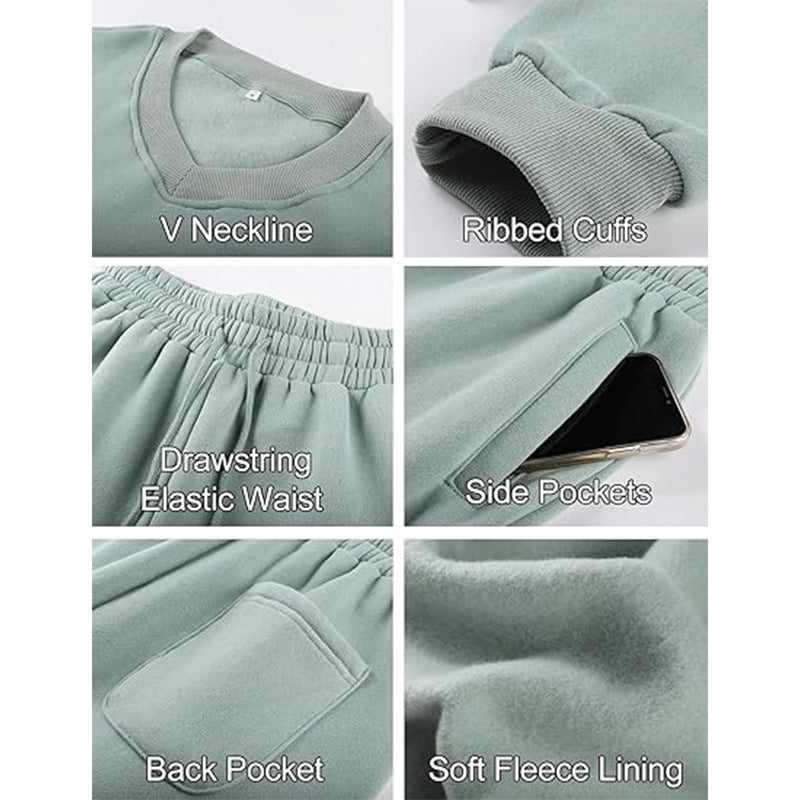 2pc Long-sleeve Sweatshirt and Sweatpants Set