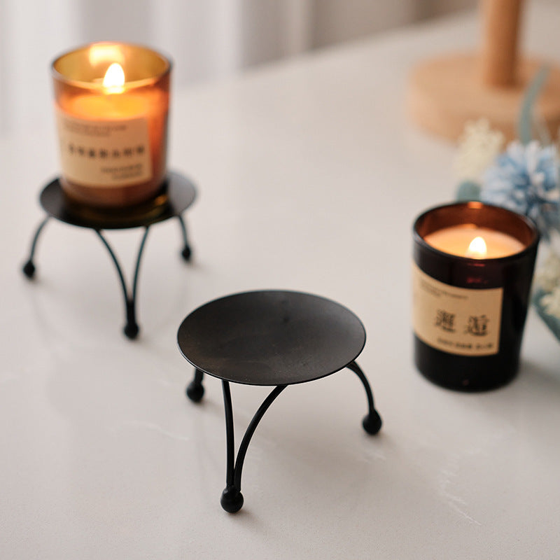 European-style Round Black And Golden Aromatherapy Candle Special Tray