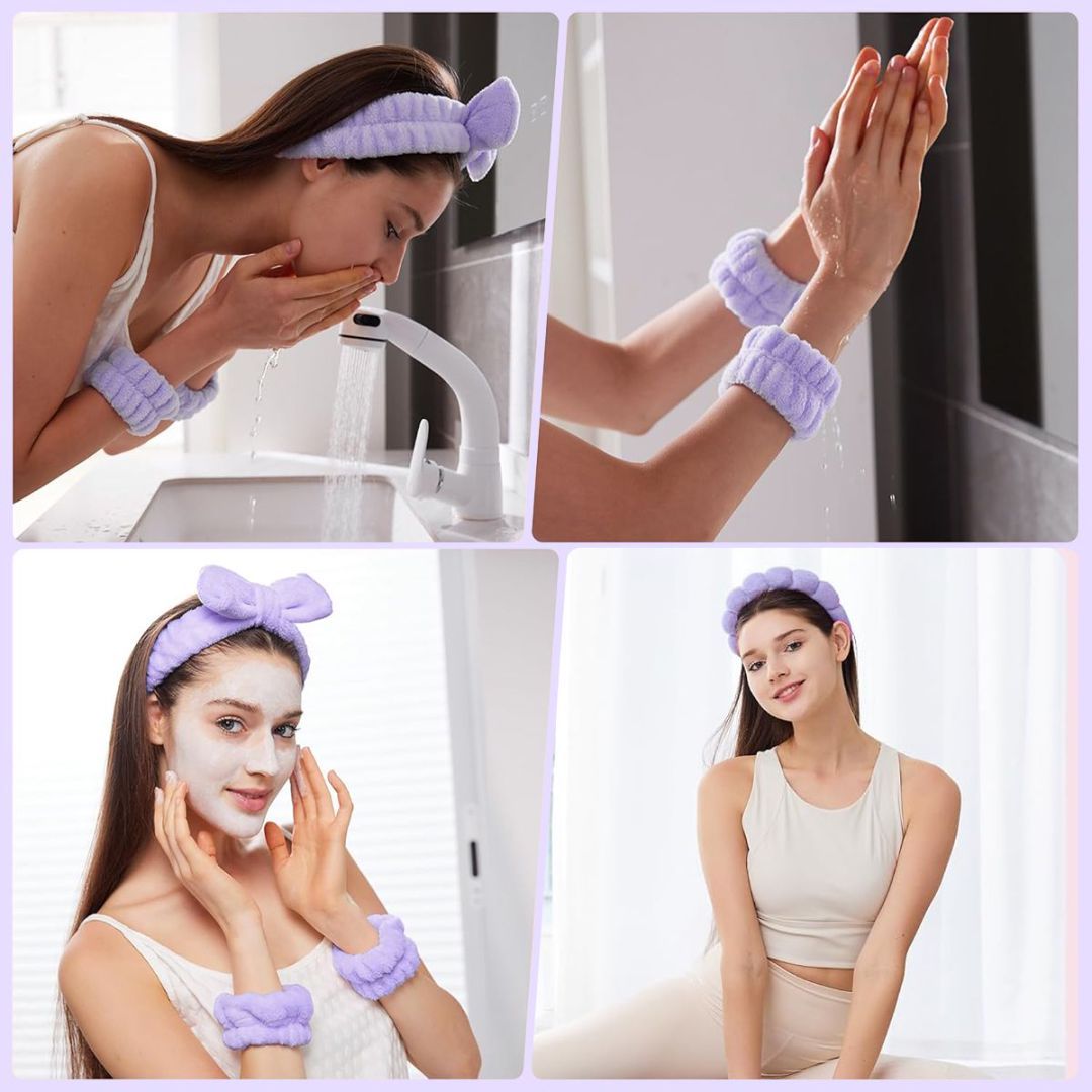 Headband Bracelet 4-piece Purple Hair Band