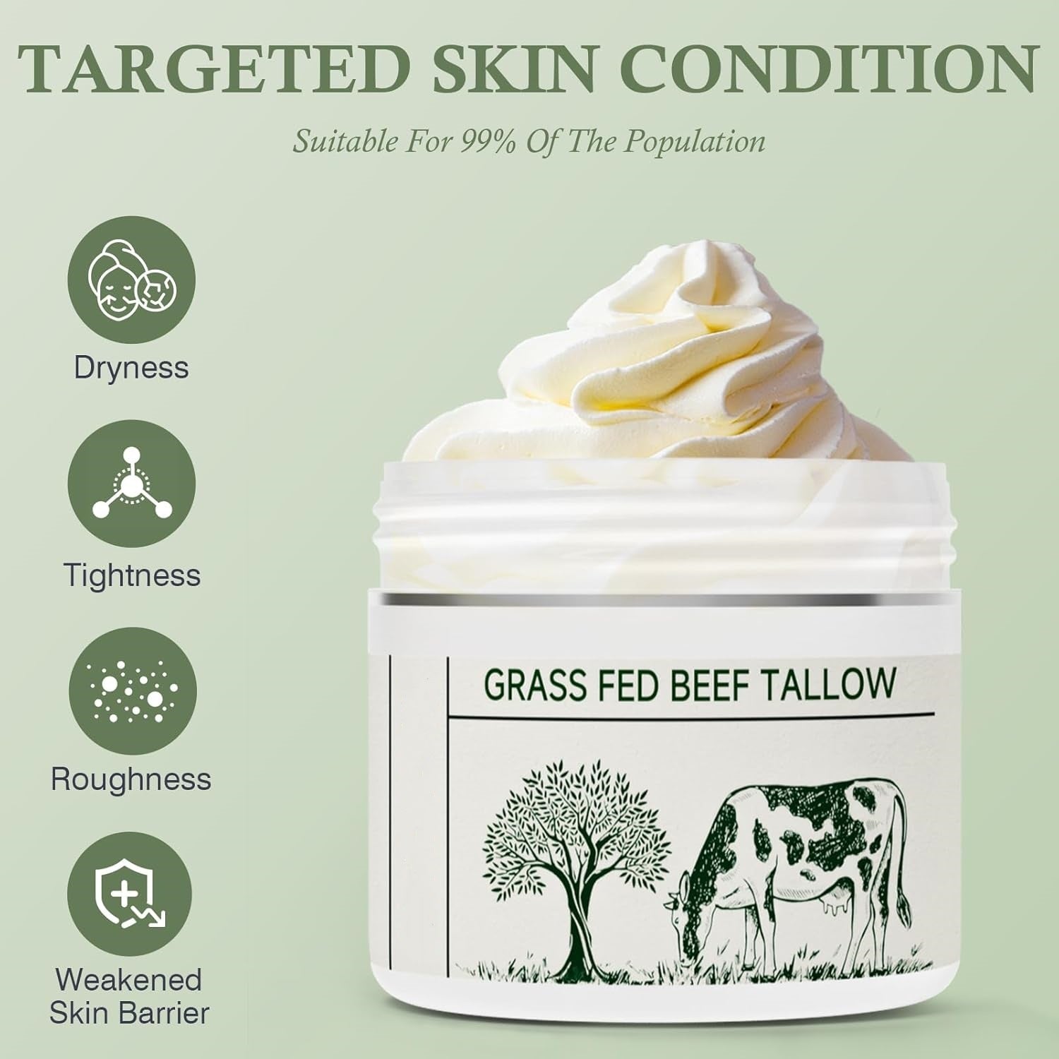 Tallow Skin Moisturizing Cream Grass-fed Tallow Soothing Nourishing Moisturizing Cream