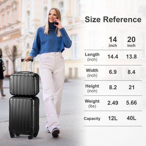 2-Piece Expandable Luggage Set, 14in 20in