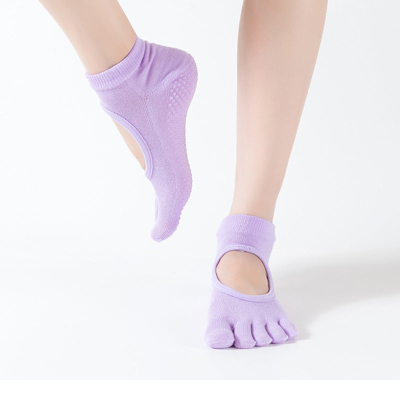 Dispensing Five Fingers Female Non-slip Pilates Exercise Yoga Split Toe Fitness Socks