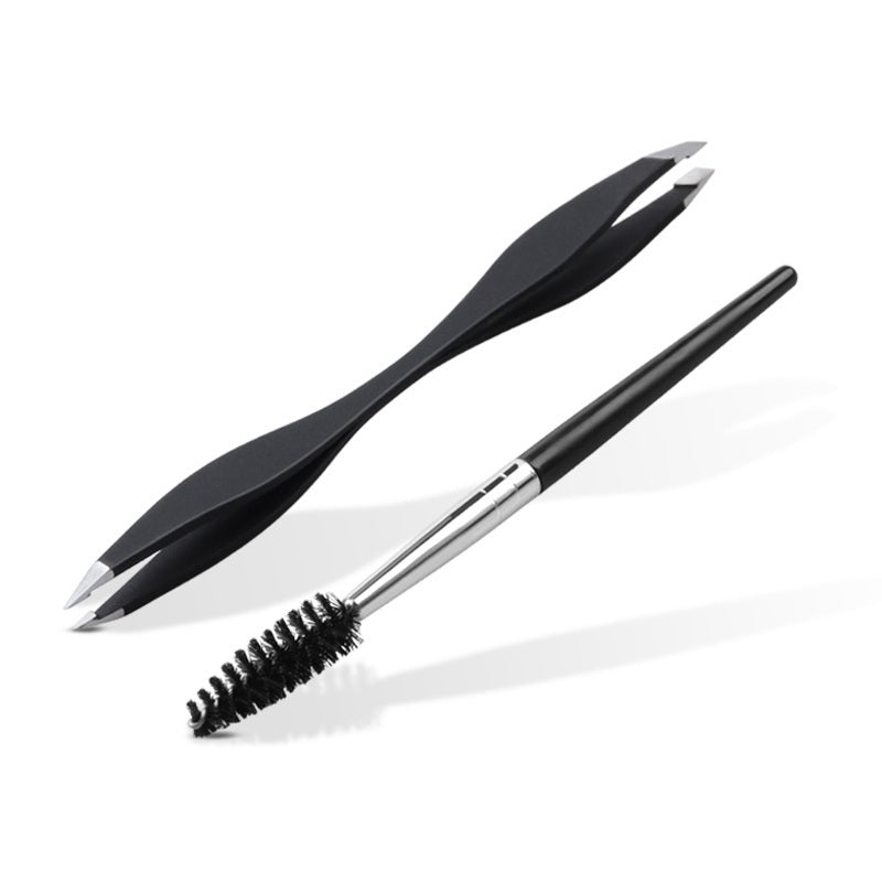 Dual-Edge Eyebrow Tweezer and Brush Set