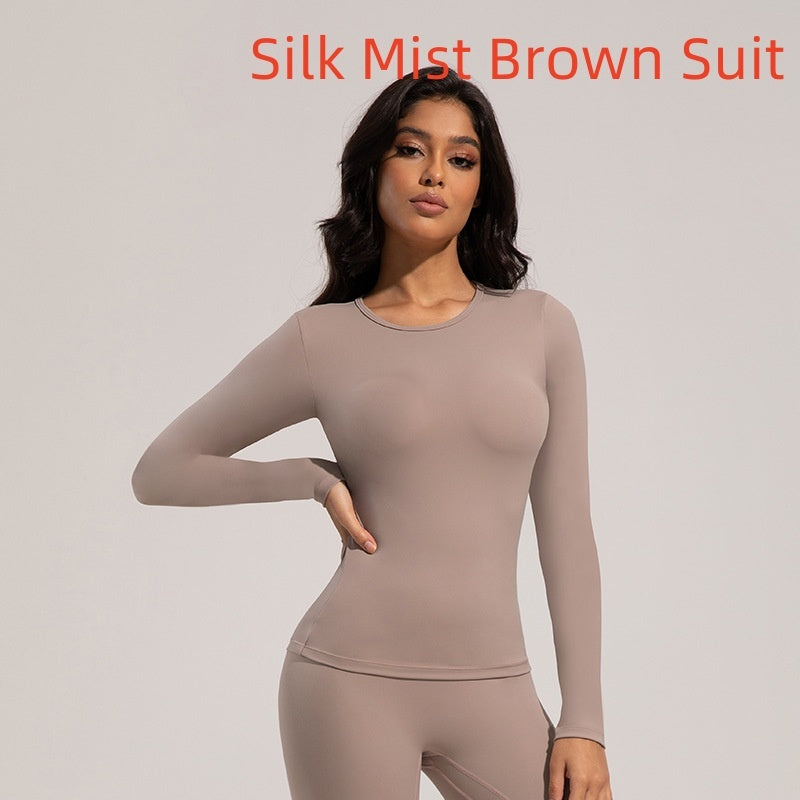 Fall Winter Fashion Brushed Slim Fit Commuter Yoga Clothes Two-piece Set